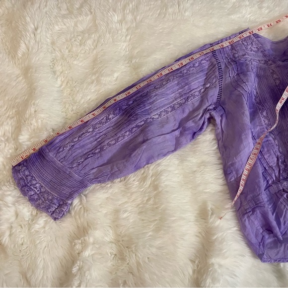 LoveShackFancy Cropped Purple Long Sleeve Shirt Size Small - Picture 11 of 14